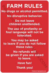 Farm Rules Sign Set - Call Bethany To Order - 918-323-6352