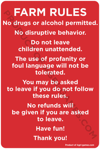 Farm Rules Sign Set - Call Bethany To Order - 918-323-6352